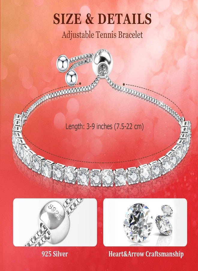 J.Fée Silver Bracelet Silver Bracelets for Women Tennis Bracelets for Women Cubic Zirconia Bracelet Women Adjustable Bracelet Rhinestone Bracelet - Image 2