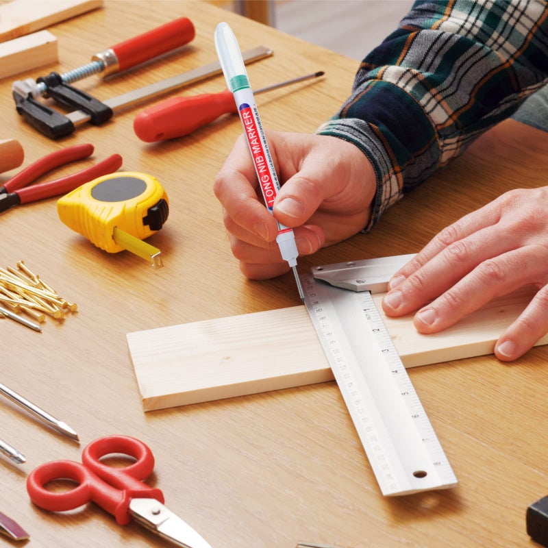 Eersida Multi-purpose Deep Hole Marker Pens 20mm Long Head Drill Deep Nib Markers Colorful Waterproof Carpenter Pens for Construction Bathroom Woodworking(24 Pieces) - Image 5