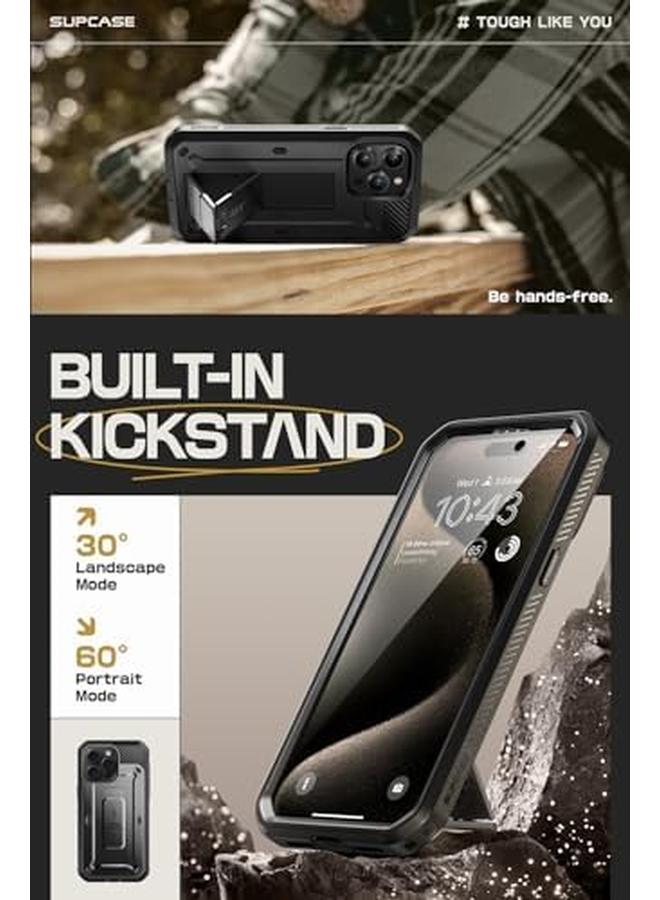 SupCase Unicorn Beetle Pro Case For Iphone 15 Pro Max 6.7" Built In Screen Protector And Kickstand And Belt Clip Heavy Duty Rugged Case Black - Image 3
