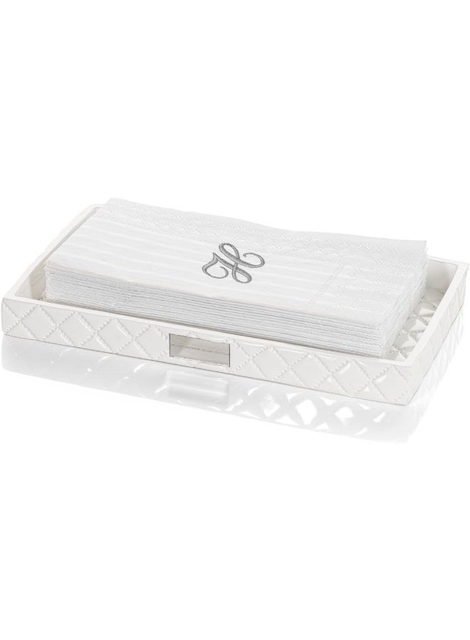 Creative Scents Quilted Mirror Vanity Tray  Decorative Cosmetics Organizer  Durable Resin  Best Bathroom Trays for Arranging PerfumeJewelryMakeup  Elegant Bathroom Accessories White - Image 3