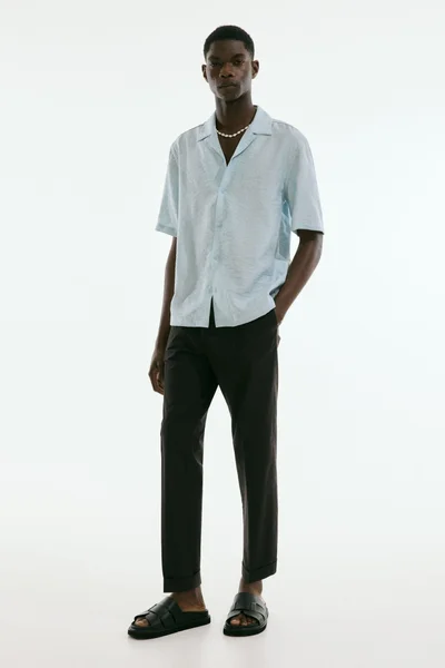 H&M Regular Fit Jacquard-weave resort shirt