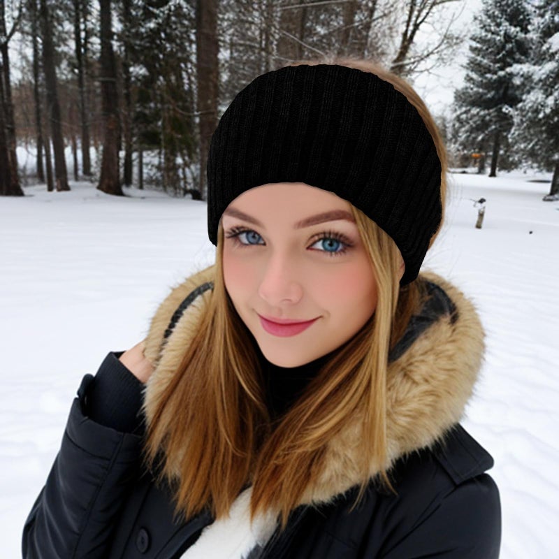 YISSION 5 Pcs Winter Headbands for Women Non Slip Wide Headbands Thick Knit Head bands White Khaki Brown Gray Black Headband Soft Ear Warmer Hairbands Hair Accessories for Women Girls - Image 3