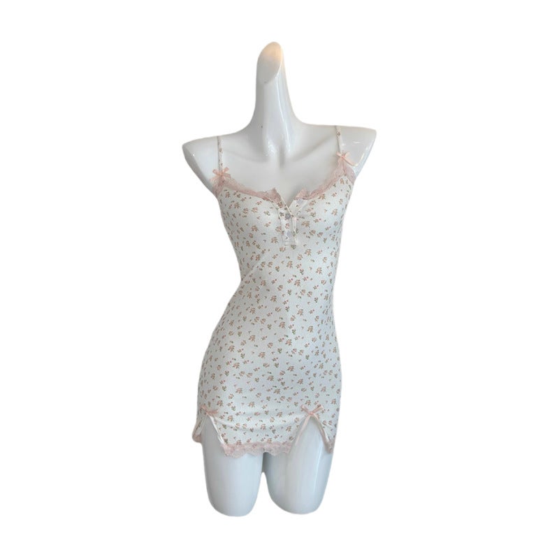 Sweet & Sexy Bodycon Short Nightgown with Floral Print and Removable Pads - Image 5