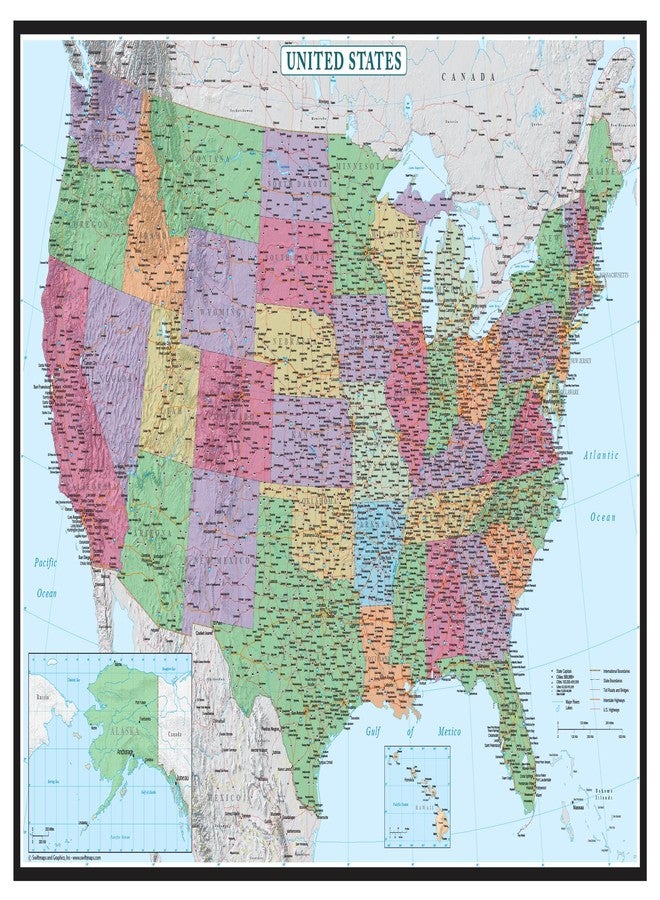 Swiftmaps 24x36 United States, USA US Decorator Wall Map Poster Mural Laminated - Image 1