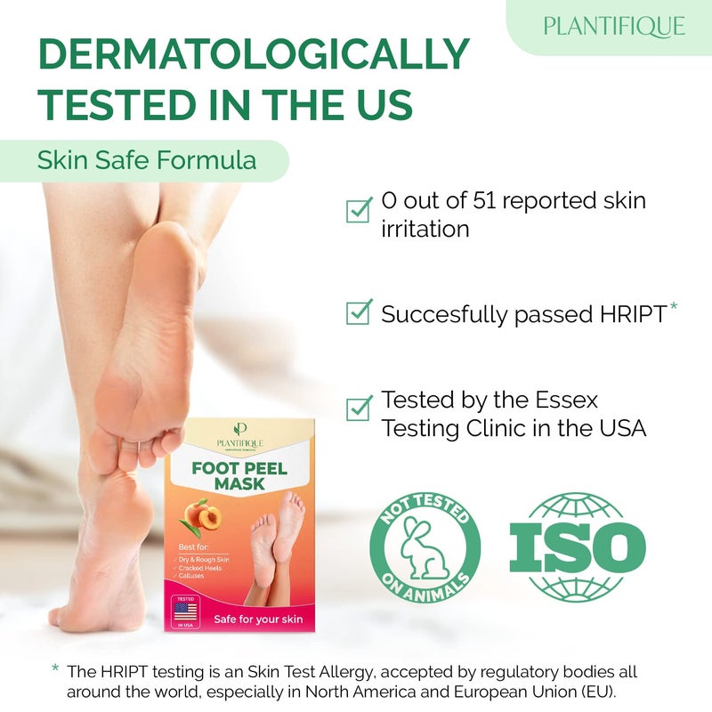 PLANTIFIQUE Foot Peeling Mask 2 Pack | Dermatologically Tested Repairs Heels & Removes Dry Dead Skin for Baby Soft Feet | Exfoliating Foot Peel Mask for Dry Cracked Feet | Peach - Image 4