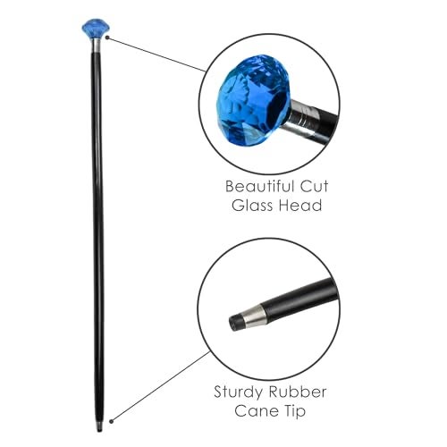 UD Victorian Walking Stick Cobalt Blue Cut Glass Cane - Image 3