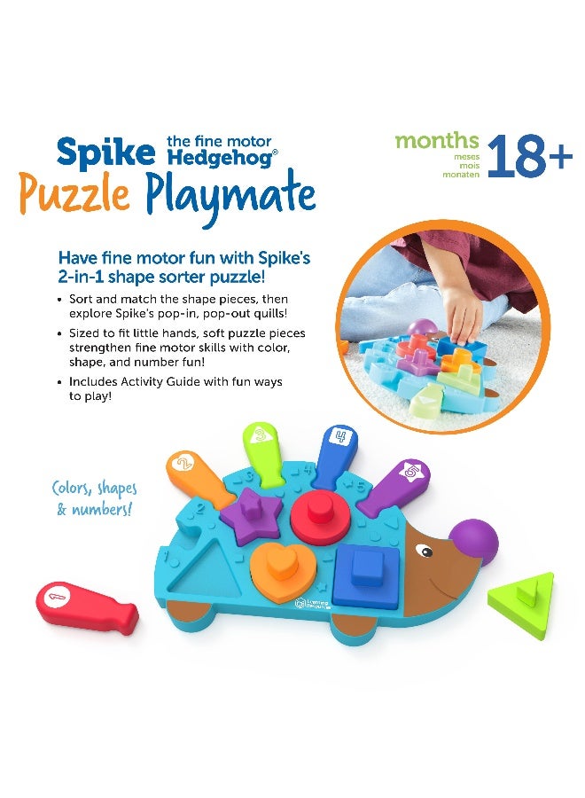 Learning Resources Spike The Fine Motor Hedgehog Puzzle Playmate (Ler9103), 2-In-1 Shape Sorter And Puzzle, Fine Motor Skills Development Toy For Toddlers, Ages 18 Months+ - Image 5
