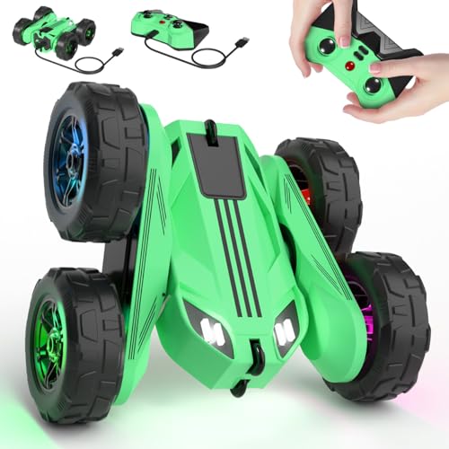 MaxTronic Remote Control Car Rechargeable RC Cars Remote Controller 20kmh Double Sided 360 Rotation Stunt Stunt Crawler with LED Lights for Boys Girls Aged 314 - Image 1