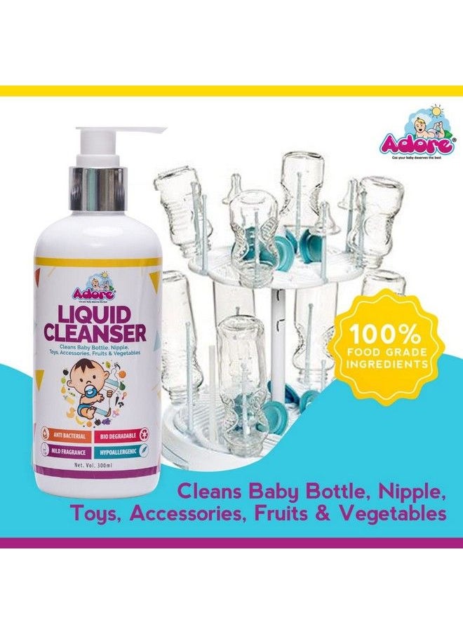 Adore Bottle Nipple And Straw Cleaning Kit Pack Of 5 Multi Color & Liquid Cleanser Feeding Bottle Cleaner Brush Cleanser For Baby Bottles Nipples Accessories And Toys300Ml (Cleaning Brush Kit + Cleanser)  - Image 5