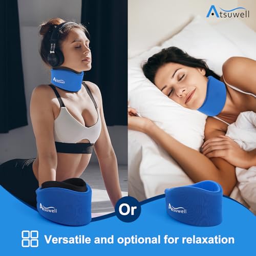 Atsuwell Neck Brace for Sleeping, Soft Cervical Collar for Support, Adjustable Neck Support Brace with Hot Cold Gel Packs Reusable for Office Pressure, Fatigue, Blue - Image 5