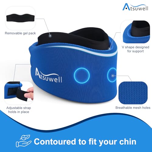 Atsuwell Neck Brace for Sleeping, Soft Cervical Collar for Support, Adjustable Neck Support Brace with Hot Cold Gel Packs Reusable for Office Pressure, Fatigue, Blue - Image 3