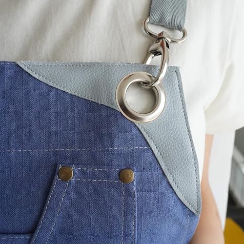 RUSTIQUE LINENS Work Apron – Stylish Cotton Apron with Rip Stop Weave, Waterproof & Breathable Membrane, Durable Tear Resistant, Chef, Kitchen, BBQ, Workshop & Gardening Apron-Steel Blue - Image 2