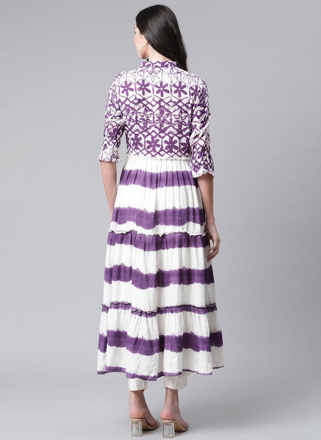 Indibelle Women Floral Printed Tie-Up Neck Fit & Flare Maxi Dress - Image 4