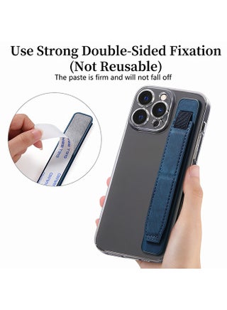 Phone Strap Grip Cell Phone Holder, Wrist Band Telescopic Phone Finger Strap Stand, Phone Case Accessories, Universal Finger Kickstand for Most Smartphone (Blue) - view 3