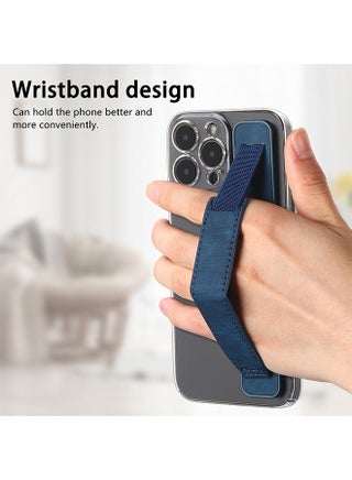 Phone Strap Grip Cell Phone Holder, Wrist Band Telescopic Phone Finger Strap Stand, Phone Case Accessories, Universal Finger Kickstand for Most Smartphone (Blue) - view 4