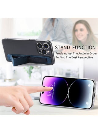 Phone Strap Grip Cell Phone Holder, Wrist Band Telescopic Phone Finger Strap Stand, Phone Case Accessories, Universal Finger Kickstand for Most Smartphone (Blue) - view 2