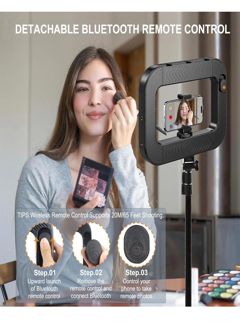 نييكام مصباح فيديو محمول من Neyecam بتقنية RGB مع 48 وضعًا للمؤثرات الخاصة، إضاءة LED ثنائية اللون بقوة 20 واط وبطارية قابلة لإعادة الشحن بسعة 8000 مللي أمبير في الساعة، نطاق درجة حرارة اللون 2500-8500 كلفن، مزود بجهاز تحكم عن بعد بتقنية البلوتوث ومشبك للهاتف الذكي، مثالي لتصوير الفيديوهات، التسجيل، المكياج، فيديوهات تيك توك ويوتيوب. - Image 3