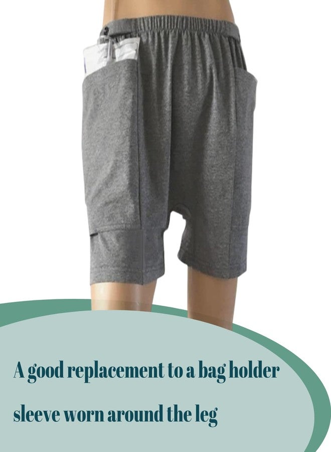 Lmaray Ostomy Drainage Bag Shorts for Men and Women, Urine Bag Pants with Two Discreet Pockets for Catheter, Washable Incontinence Care Trousers(1 Pair - 2XL Grey - Image 4
