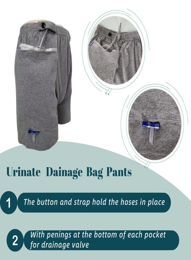Lmaray Ostomy Drainage Bag Shorts for Men and Women, Urine Bag Pants with Two Discreet Pockets for Catheter, Washable Incontinence Care Trousers(1 Pair - 2XL Grey - Image 3
