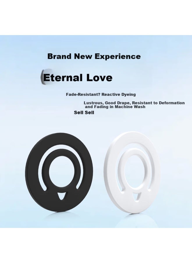 Aolang Double-sided Magnetic Silicone Ring Holder Adhesive Phone Stand Compact Portable Stable 360° Rotatable Detachable For Apple 17 Pro Max Huawei Mate 80 Jazz Black - Image 2