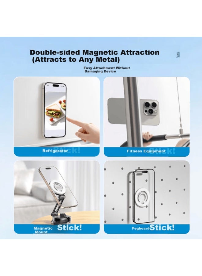 Aolang Double-sided Magnetic Silicone Ring Holder Adhesive Phone Stand Compact Portable Stable 360° Rotatable Detachable For Apple 17 Pro Max Huawei Mate 80 Jazz Black - Image 3