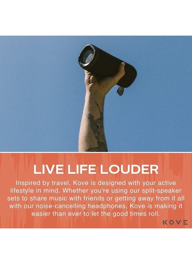 KOVE - Commuter 2 - Black Bluetooth Speakers, Portable, Wireless with HD Louder Volume, Deep Bass Subwoofer, Microphone, IPX7 Water Resistant - Perfect Boom Box for Home, Outdoor or Travel - Image 1