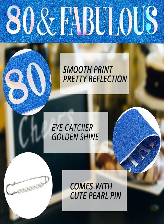 هابدو زينة عيد ميلاد هابدو الملكي الأزرق للنساء بمناسبة عيد ميلادهن الثمانين، وشاح وتاج عيد الميلاد الثمانين، وزينة حفلات رائعة مع تاج ووشاح. - Image 4