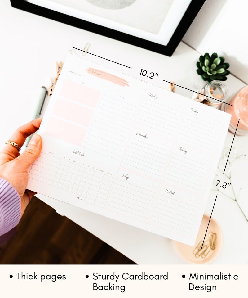 Lamare دفتر تخطيط أسبوعي لاماري - 52 ورقة سميكة من الورق الفاخر، دفتر تخطيط أسبوعي غير مؤرخ، دفتر قائمة المهام اليومية، متتبع العادات، دفتر تخطيط أكاديمي، دفتر قائمة المهام الأسبوعية - Image 5