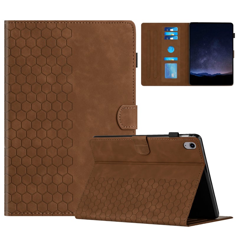 For Ipad Mini 6 / Mini 2024 Honeycomb Embossed Leather Smart Tablet Case(Brown) - Image 1