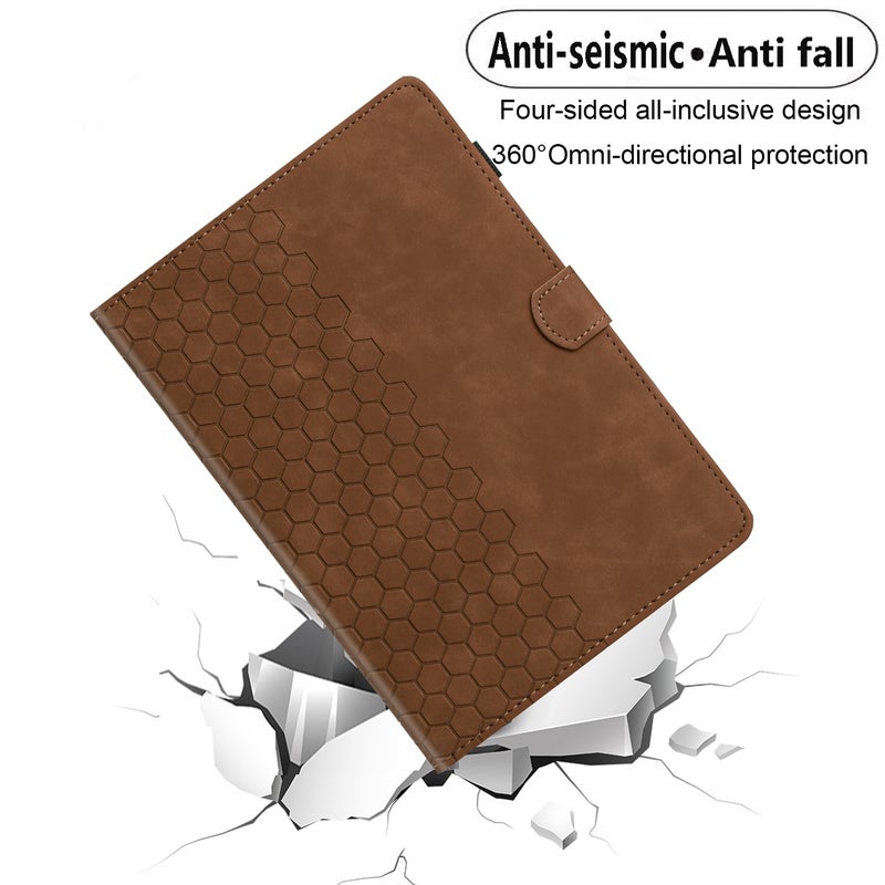For Ipad Mini 6 / Mini 2024 Honeycomb Embossed Leather Smart Tablet Case(Brown) - Image 5