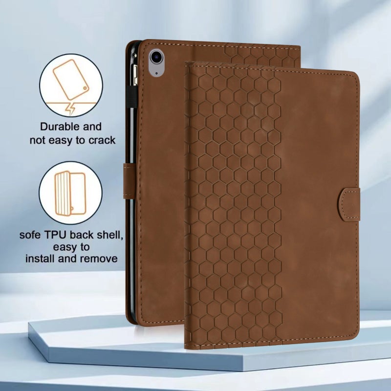For Ipad Mini 6 / Mini 2024 Honeycomb Embossed Leather Smart Tablet Case(Brown) - Image 2