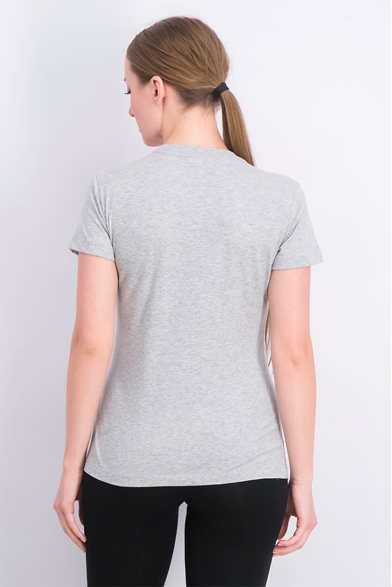 TRUE RELIGION Women Crew Neck Graphic T-shirts, Grey Heather - Image 3