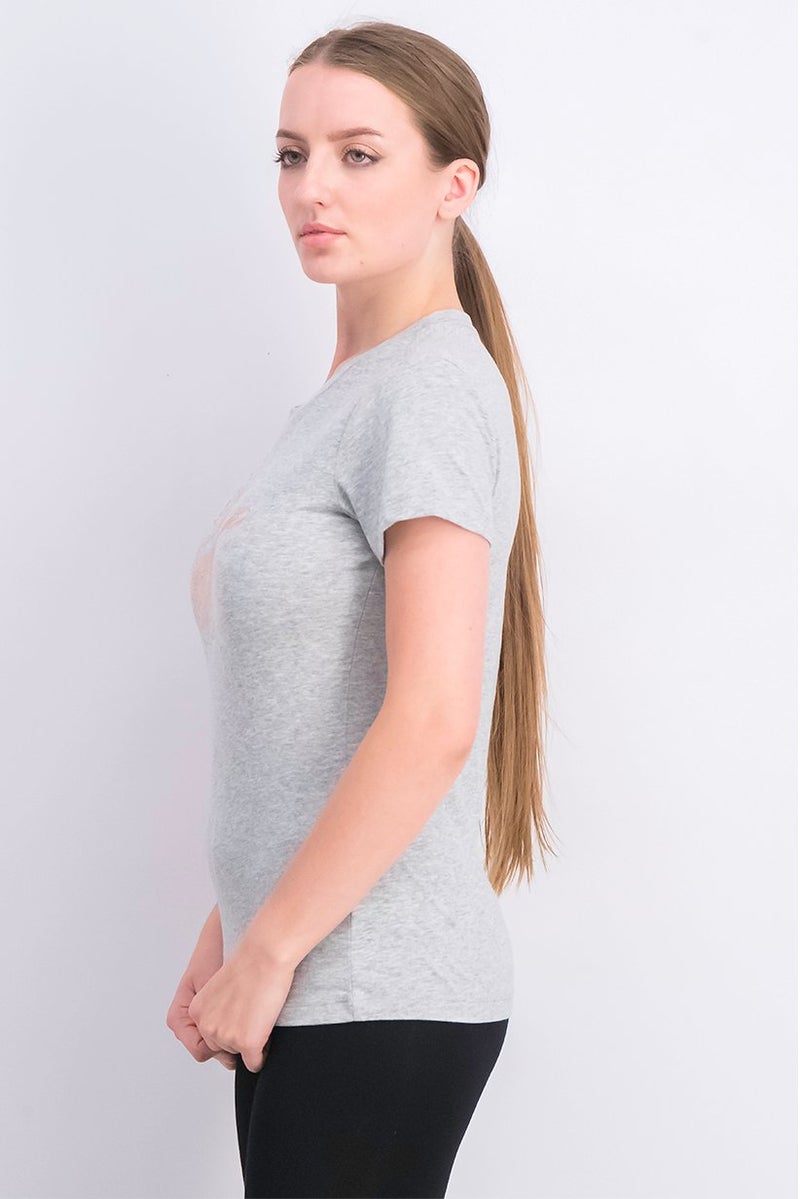 TRUE RELIGION Women Crew Neck Graphic T-shirts, Grey Heather - Image 2