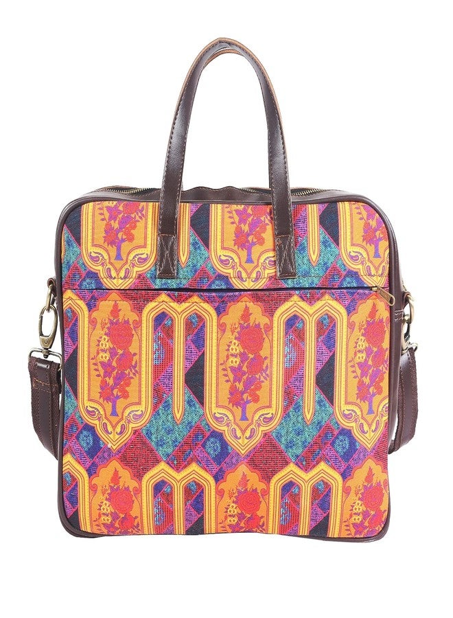 Fatfatiya Multicoloured Motif Printed Laptop Bag with Handle, Shoulder Strap for upto16 Inch Laptop for Men & Women, Premium Zipper Closure - Image 2