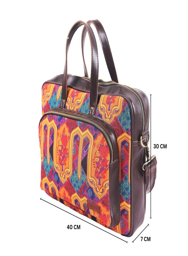 Fatfatiya Multicoloured Motif Printed Laptop Bag with Handle, Shoulder Strap for upto16 Inch Laptop for Men & Women, Premium Zipper Closure - Image 5