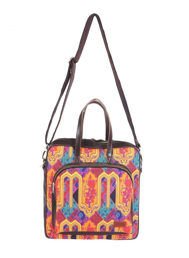 Fatfatiya Multicoloured Motif Printed Laptop Bag with Handle, Shoulder Strap for upto16 Inch Laptop for Men & Women, Premium Zipper Closure - Image 4