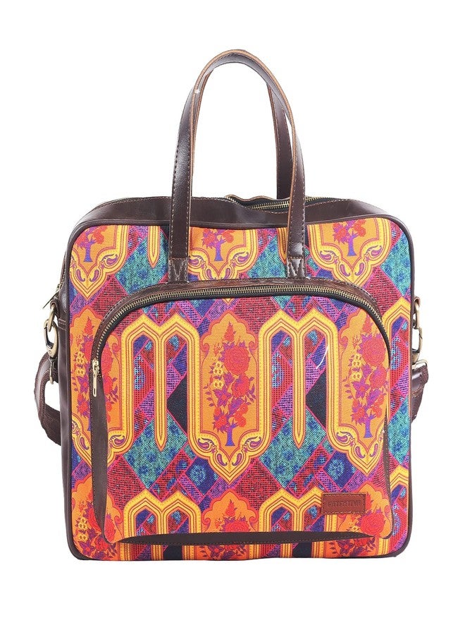 Fatfatiya Multicoloured Motif Printed Laptop Bag with Handle, Shoulder Strap for upto16 Inch Laptop for Men & Women, Premium Zipper Closure - Image 1