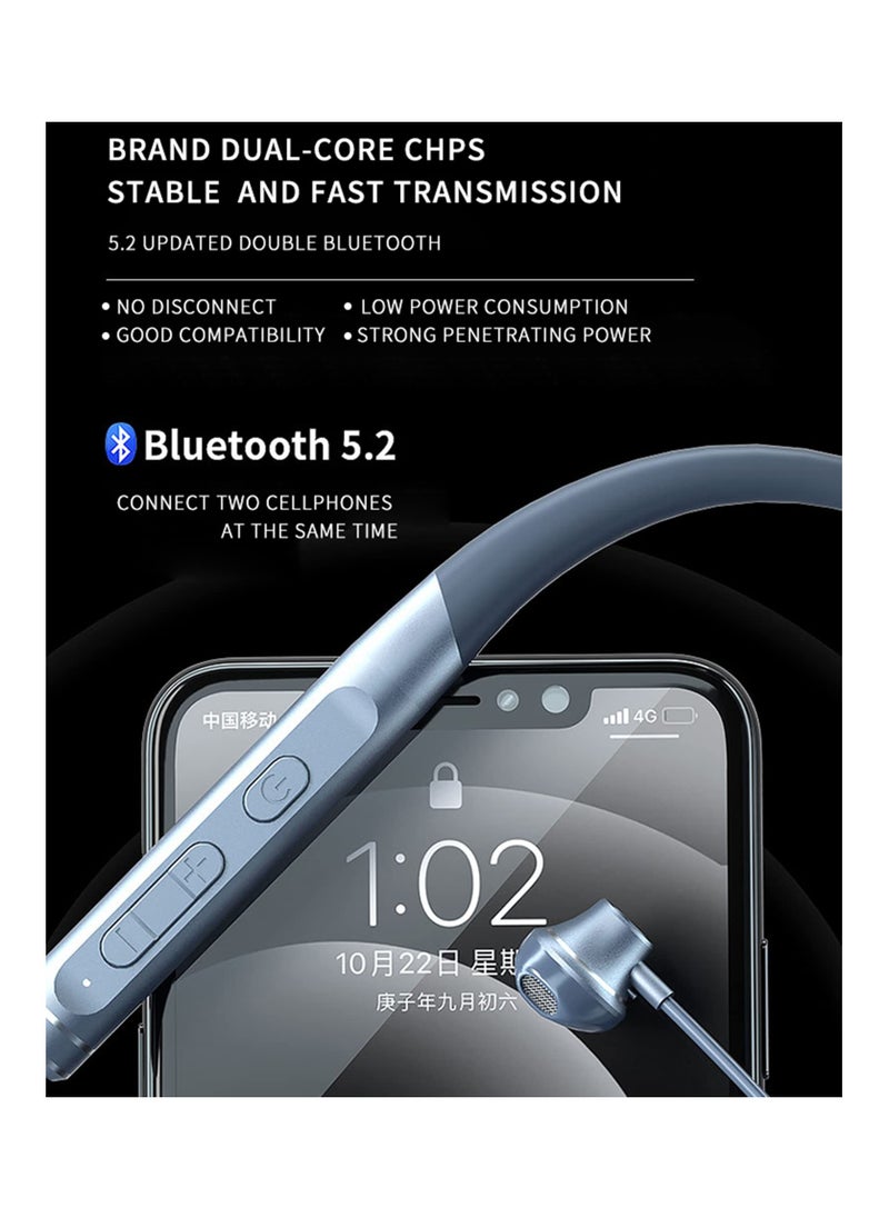SYOSI - Neckband Bluetooth Headphones, Wireless Earbuds with Microphone Flashlight Around The Neck Waterproof Sport Headset Noise Cancelling Ear Buds 120H Playtime for Running Cycling - Image 1