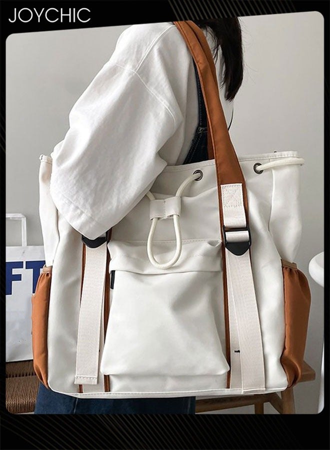 Joychic حقيبة كتف نسائية بسعة كبيرة مع سحاب وحبل سحب، حقيبة يد نسائية متعددة الجيوب للاستخدام اليومي والسفر والعمل - Image 1