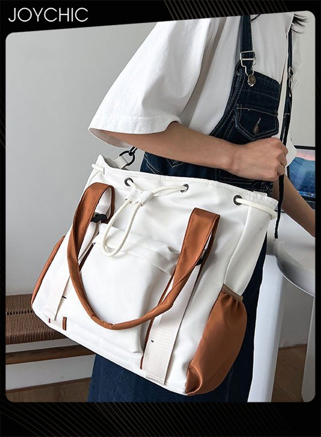 Joychic حقيبة كتف نسائية بسعة كبيرة مع سحاب وحبل سحب، حقيبة يد نسائية متعددة الجيوب للاستخدام اليومي والسفر والعمل - Image 3