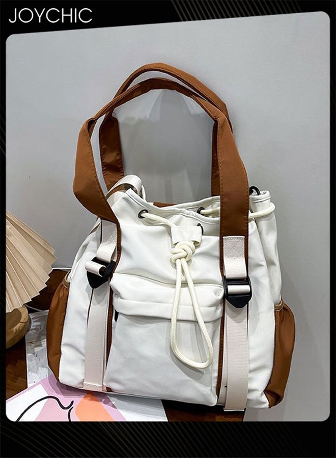 Joychic حقيبة كتف نسائية بسعة كبيرة مع سحاب وحبل سحب، حقيبة يد نسائية متعددة الجيوب للاستخدام اليومي والسفر والعمل - Image 2