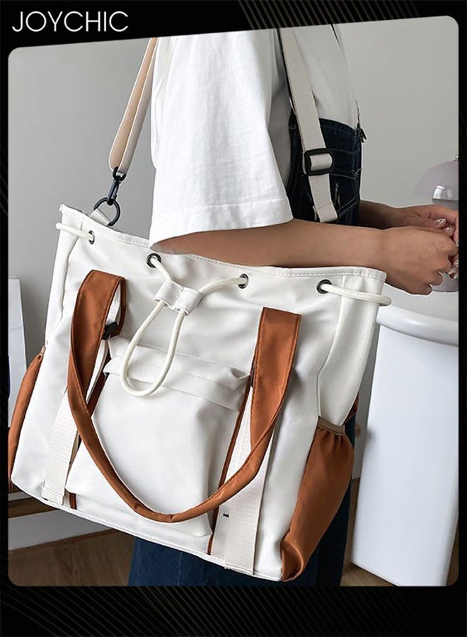 Joychic حقيبة كتف نسائية بسعة كبيرة مع سحاب وحبل سحب، حقيبة يد نسائية متعددة الجيوب للاستخدام اليومي والسفر والعمل - Image 4