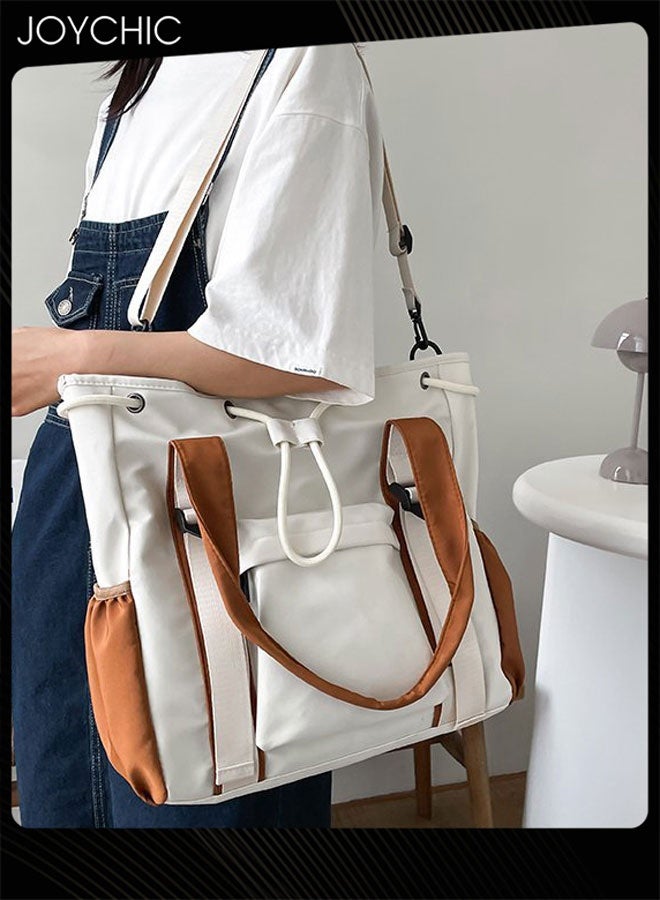 Joychic حقيبة كتف نسائية بسعة كبيرة مع سحاب وحبل سحب، حقيبة يد نسائية متعددة الجيوب للاستخدام اليومي والسفر والعمل - Image 5