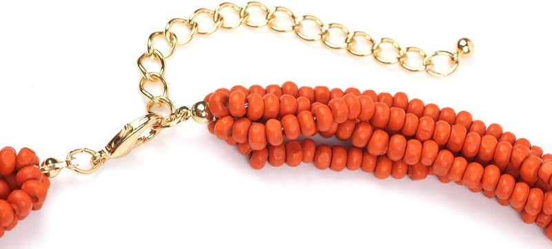 Coiris Multi Color 5 Layers Wood Beads Strand Statement Necklace for Women Chunky Collar (N0019) - Image 3