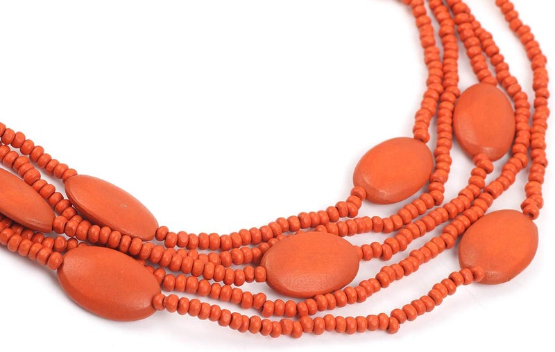 Coiris Multi Color 5 Layers Wood Beads Strand Statement Necklace for Women Chunky Collar (N0019) - Image 4