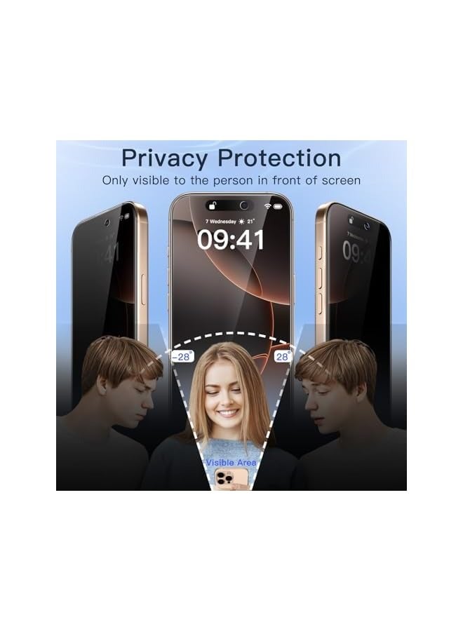 جي تيك واقي شاشة للخصوصية لهاتف iPhone 16 Pro Max مقاس 6.9 بوصة، طبقة من الزجاج المقوى مضاد للتجسس مع أداة تثبيت سهلة، عبوتان - Image 3