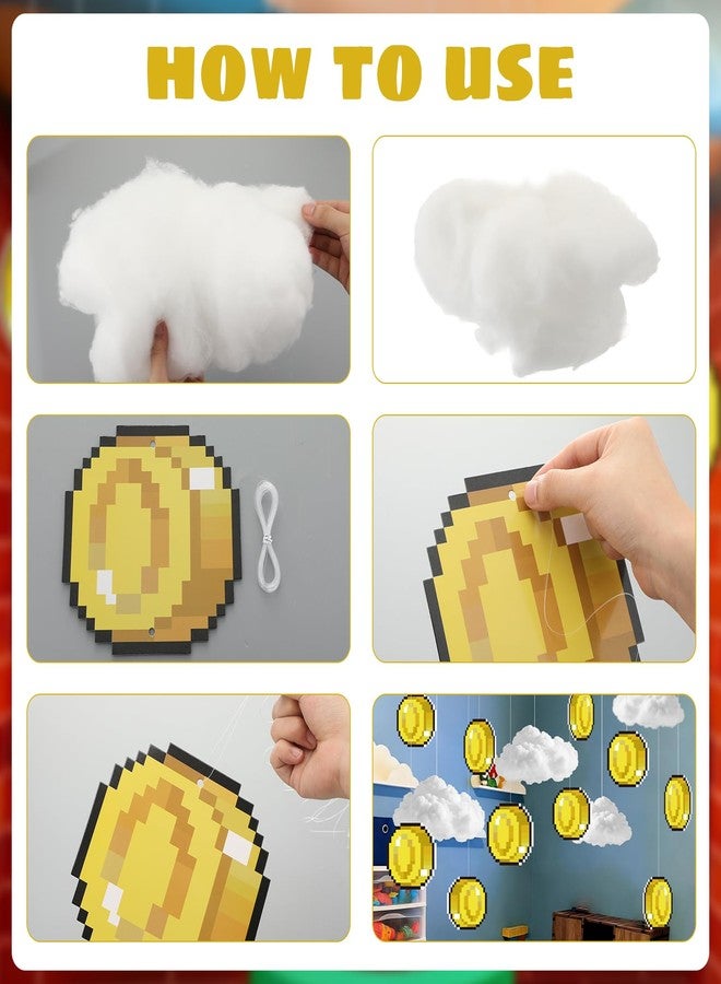 Epakh 24 Pcs Super Brothers Party Decorations Gold Coin Hanging Banner with 3D Cloud Birthday Party Decoration Video Game Theme Banners Garland for Birthday Favors Super Game Room Home Supplies - Image 4