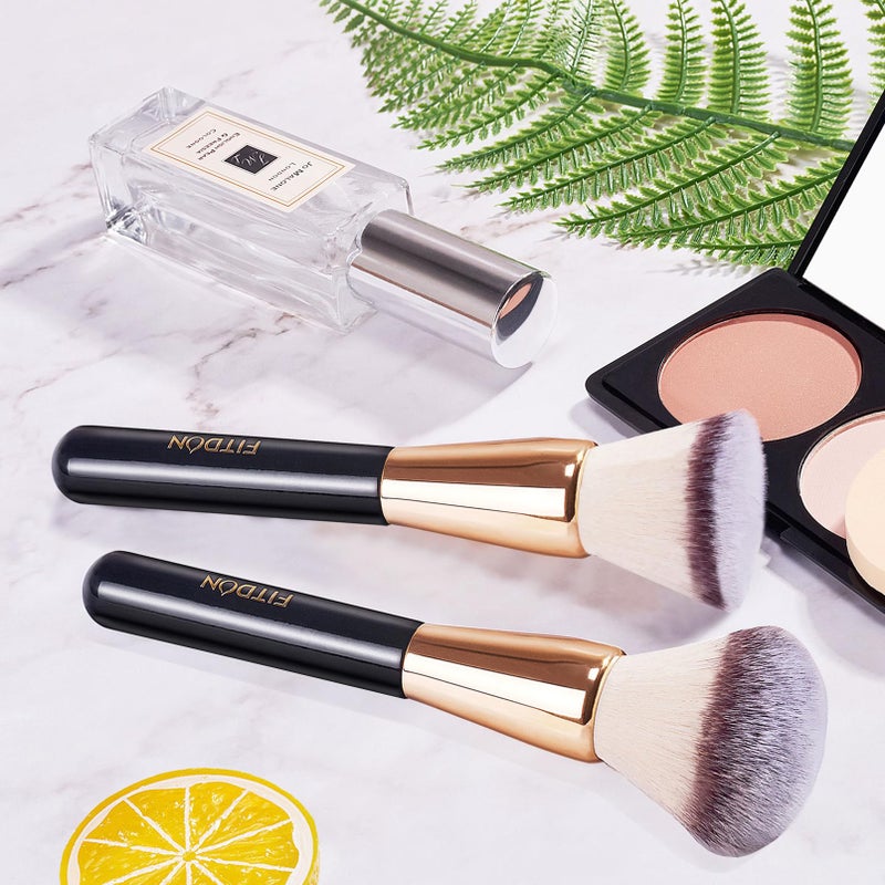 FITDON Foundation Brush and Powder Brush, 2PCS Professional Flat Top Kabuki Makeup Brush Bronzer Blush Brushes for Liquid, Cream and Powder - Image 4