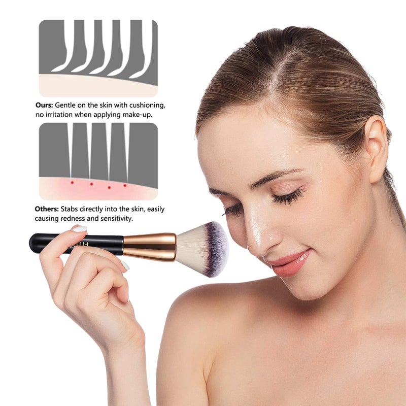FITDON Foundation Brush and Powder Brush, 2PCS Professional Flat Top Kabuki Makeup Brush Bronzer Blush Brushes for Liquid, Cream and Powder - Image 5