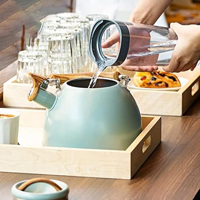 GUPE Whistling Tea Kettle Flat Bottom Stainless Steel Whistle Kettle 3L Stovetop Teapot With Cool Ergonomic Handle For Electric Gas Induction Radiation Stove Light Green - Image 5